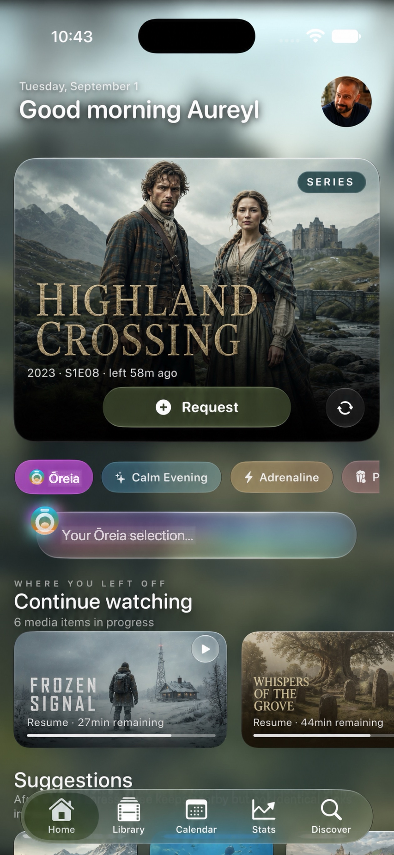 Ōreia home screen