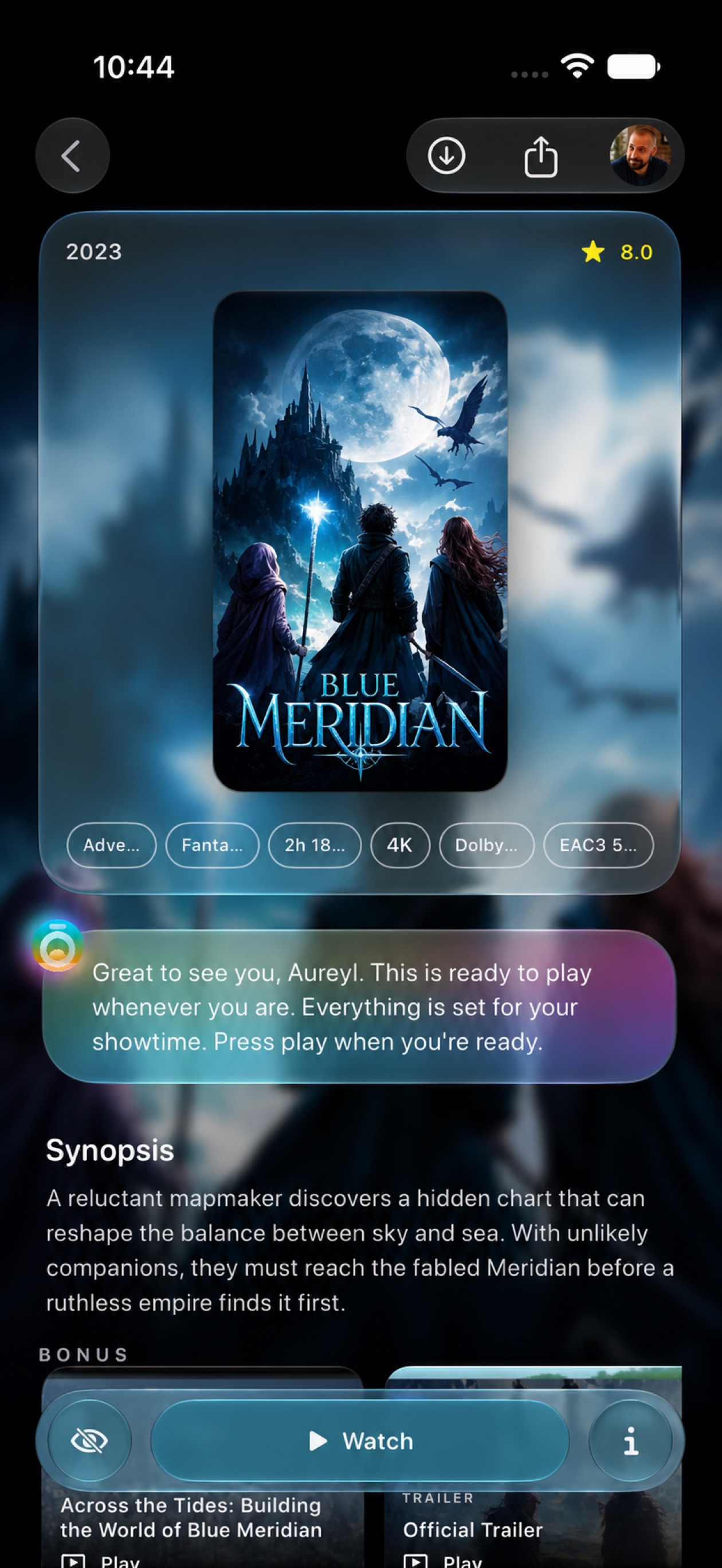 Ōreia media detail screen